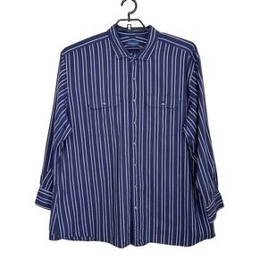 Proper Cloth Mens Striped Button Up Shirt Sz 19.5 Blue White Long Sleeve